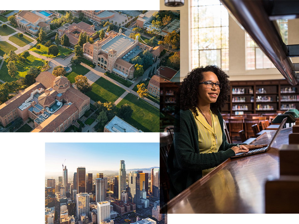 Aerial images of campus and downtown Los Angeles